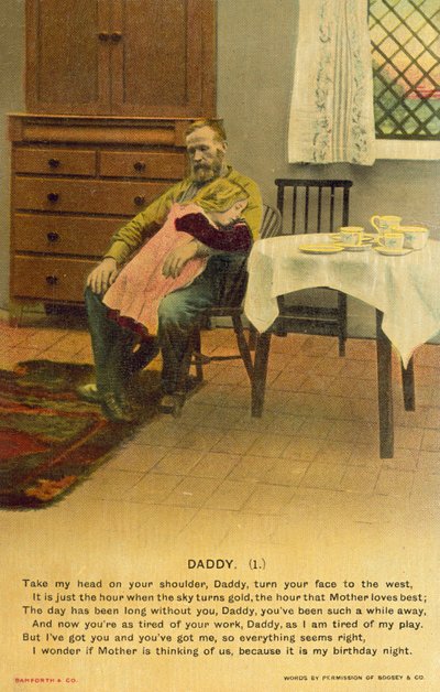 Baba ve kızı birbirlerini teselli ediyor (renkli fotoğraf) by English Photographer