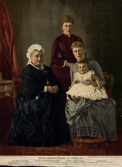 Dört Nesil Kraliyet (Kraliçe Victoria, Prenses Beatrice, Prenses Victoria Alberta ve Prenses Alice) by English Photographer