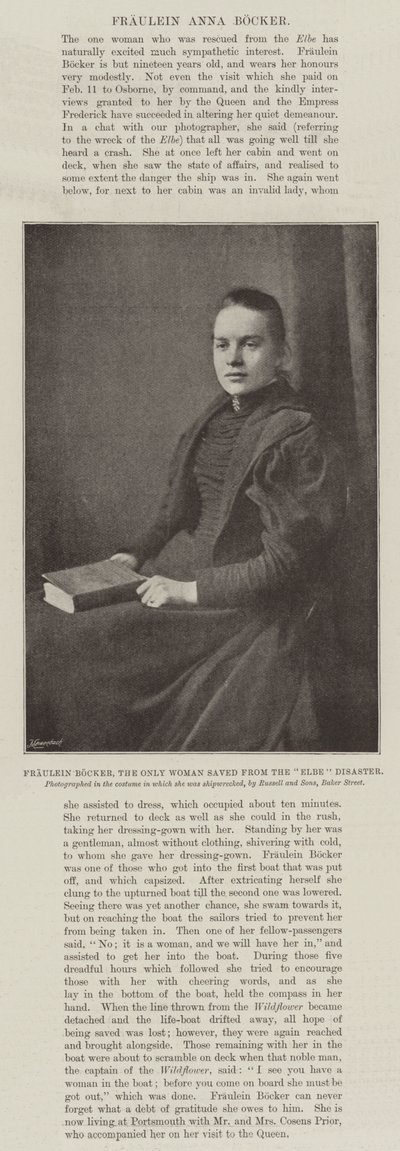 Fraulein Bocker, Elbe Felaketinden kurtarılan tek Kadın by English Photographer