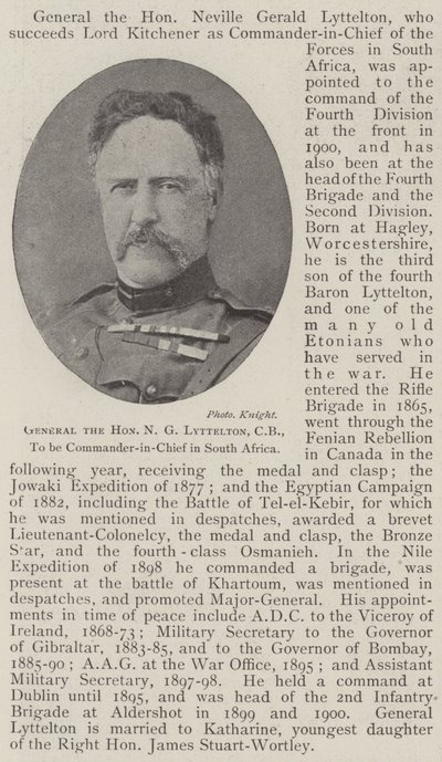 General, Sayın NG Lyttelton, CB, Güney Afrika