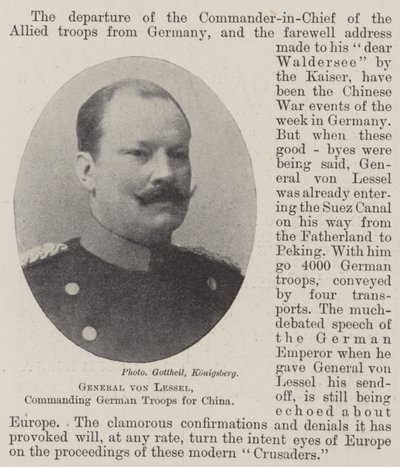 General von Lessel, Çin için Alman Birliklerine komuta ediyor by English Photographer