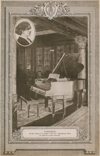 Ignacy Jan Paderewski ve Aeolian Company ünlü Duo-Art Reprodüksiyon Piyano by English Photographer