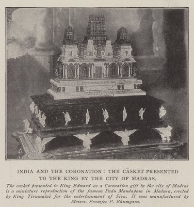 Hindistan ve Coronation, Madras Şehri tarafından Kral'a sunulan Tabut by English Photographer
