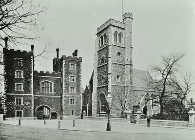 Lambeth Sarayı Aziz Mary Kilisesi, Lambeth Sarayı Yolu: ağ geçidi ve Saint Marys Kilisesi, 1890 by English Photographer