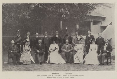 Lord Curzons, Hükümet Konağında Bir Grup olan Lucknow'u Ziyaret Etti by English Photographer