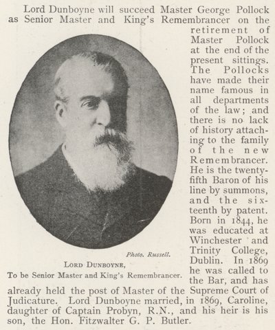 Lord Dunboyne, Kıdemli Usta ve Kings Hatıracısı olacak by English Photographer