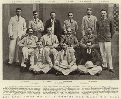 Lord Hawkes Kriket Takımı 1892, Hükümet Konağı, Malabar Point, Bombay by English Photographer