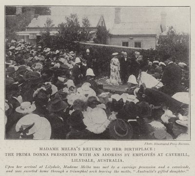 Madame Melbas Doğduğu Yere Dönüyor, Prima Donna Cavehill, Lilydale, Avustralya