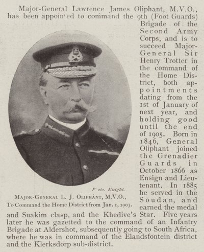 Tümgeneral LJ Oliphant, MVO, 1 Ocak 1903