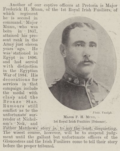 Binbaşı FH Munn, 1. İrlanda Kraliyet Piyadeleri (Mahkum) by English Photographer