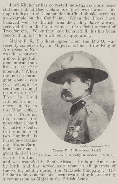 Binbaşı FR Burnham, DSO, Ünlü İzci, yakın zamanda Kral tarafından dekore edildi by English Photographer