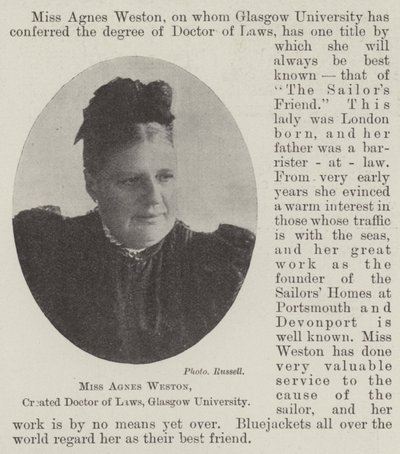 Bayan Agnes Weston, Glasgow Üniversitesi Hukuk Doktoru