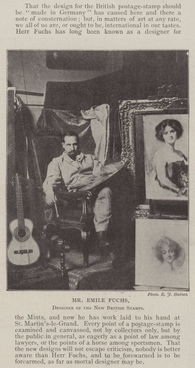Bay Emile Fuchs, Yeni İngiliz Pullarının Tasarımcısı by English Photographer