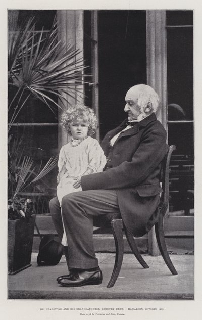Bay Gladstone ve Torunu, Dorothy Drew, Hawarden, Ekim 1893 by English Photographer