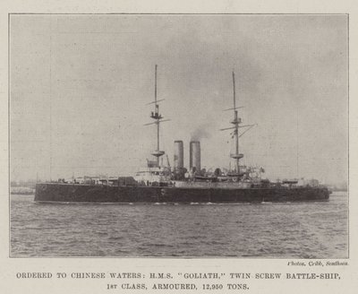 Çin Sularına Sipariş Edildi, HMS Goliath, Çift Vidalı Savaş Gemisi, 1. Sınıf, Zırhlı, 12.950 Ton by English Photographer
