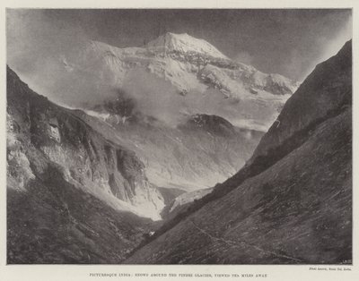 Pitoresk Hindistan, Pindri Buzulu çevresindeki Karlar, On Mil öteden görüntülendi by English Photographer