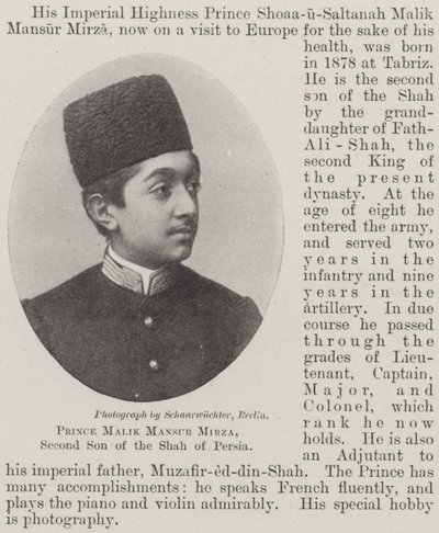 Prens Malik Mansur Mirza, İran Şahı