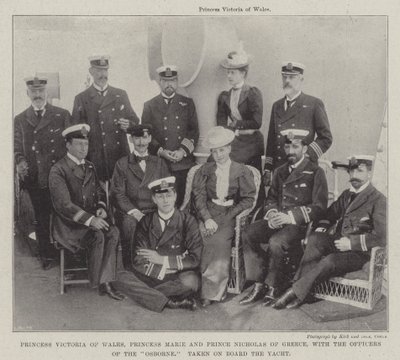 Galler Prensesi Victoria, Yunanistan Prensesi Marie ve Prens Nicholas, Osborne Subaylarıyla birlikte Yat