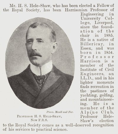Profesör H S Hele-Shaw, Yeni FRS by English Photographer