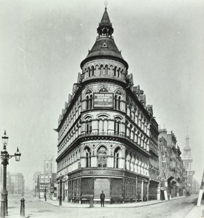 Queen Victoria Street, Mansion House Street Poultry köşesi ve Queen Victoria Street, Londra, 1880 by English Photographer