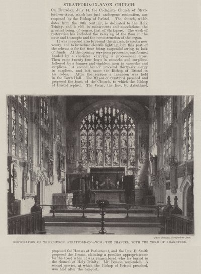 Shakespeare Mezarı ile Kilise, Stratford-on-Avon, Şansölye