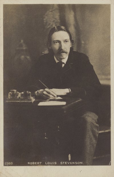 Robert Louis Stevenson (1850-1894), İskoç romancı, şair ve gezi yazarı by English Photographer