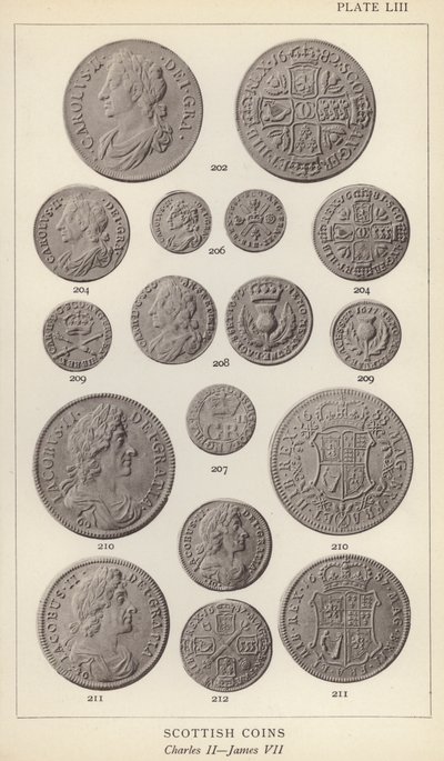 İskoç Paraları, Charles II, James VII (s/b fotoğraf) by English Photographer