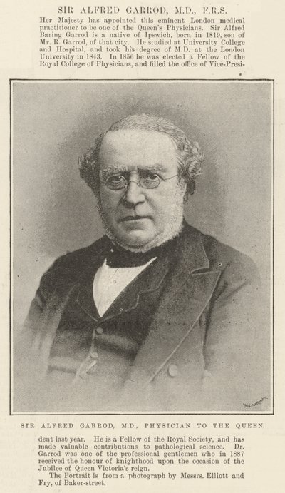 Sir Alfred Garrod, MD, FRS by English Photographer