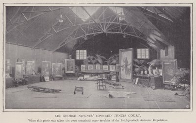 Sir George Newnes kapalı tenis kortu (b/w fotoğraf) by English Photographer