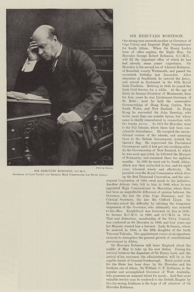 Sir Hercules Robinson, GCMG, Cape Colony Valisi ve Güney Afrika İmparatorluk Yüksek Komiseri by English Photographer