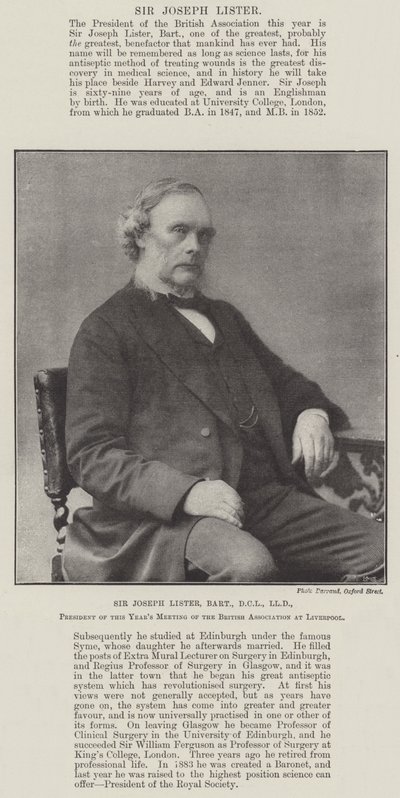 Sir Joseph Lister, Baronet, DCL, LLD, Liverpool