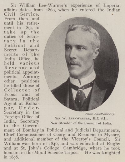 Sir W Lee-Warner, KCSI, Hindistan Konseyinin Yeni Üyesi by English Photographer