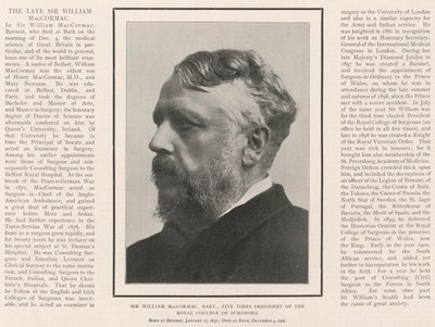 Sir William MacCormac, Baronet, Kraliyet Cerrahlar Koleji