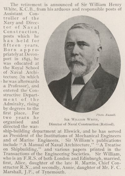 Sir William White, Deniz İnşaatı Direktörü (emekli) by English Photographer