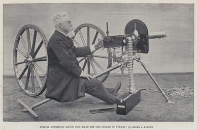 Türkiye Sultanı için Özel Otomatik Maxim Silahı, Dakikada 770 Atış (s/b fotoğraf) by English Photographer