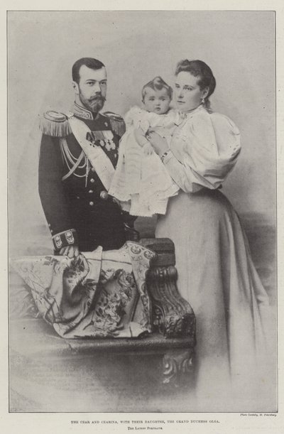 Çar ve Çarina, Kızları Büyük Düşes Olga ile by English Photographer