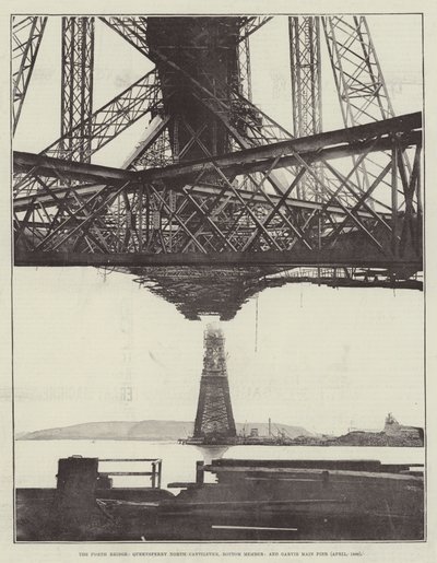 Forth Bridge, Queensferry Kuzey Konsol, Alt Üye ve Garvie Ana İskelesi (Nisan 1889) by English Photographer