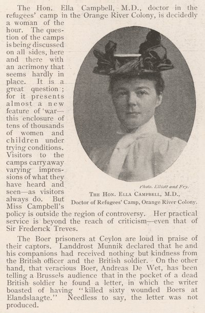 Sayın Ella Campbell, MD, Mülteci Kampı Doktoru, Orange River Colony by English Photographer