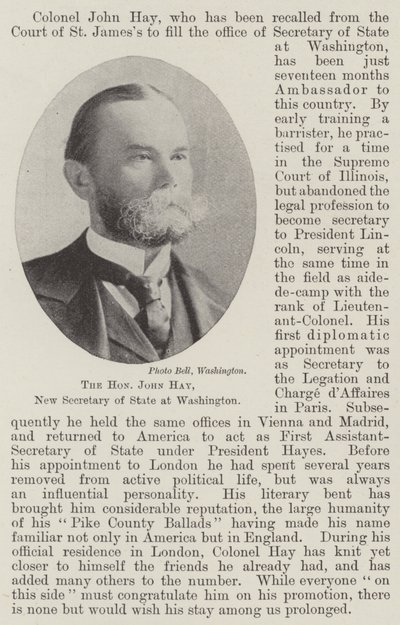 Saygıdeğer John Hay, Washington