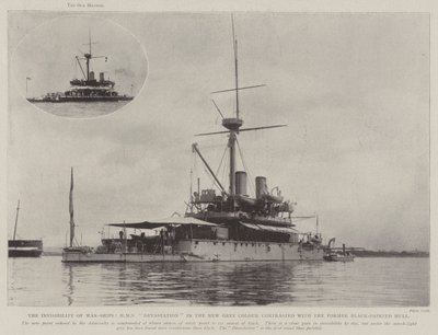 Savaş Gemilerinin Görünmezliği, Yeni Gri Renkte HMS Yıkımı, Eski Siyah Boyalı Gövde ile tezat oluşturuyor by English Photographer