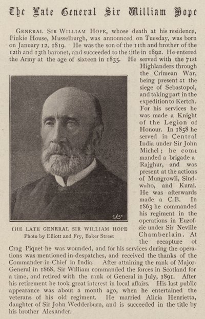 Geç General Sir William Hope by English Photographer