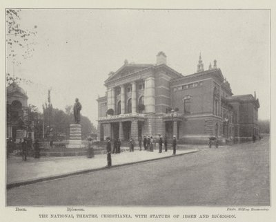 Ulusal Tiyatro, Christiania, Ibsen ve Bjornson Heykelleri ile by English Photographer