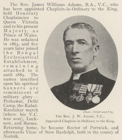 Rahip JW Adams, VC, Kral