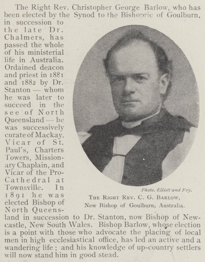 Sağ Muhterem CG Barlow, Goulburn, Avustralya