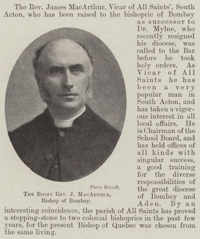 Sağ Muhterem J MacArthur, Bombay Piskoposu by English Photographer