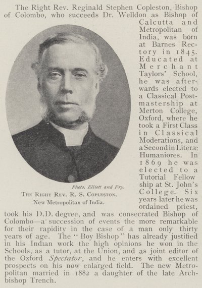 Sağ Muhterem RS Copleston, Hindistan