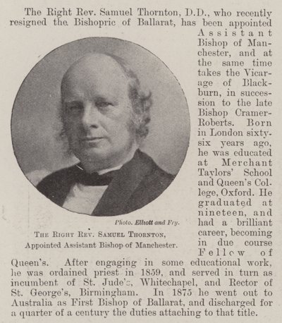 Sağ Muhterem Samuel Thornton, Manchester Piskoposu Yardımcısı olarak atandı by English Photographer