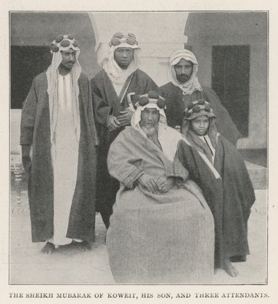 Koweit Şeyhi Mübarek, Oğlu ve Üç Görevlisi by English Photographer