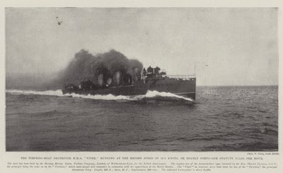 Torpido-Boat Destroyeri HMS Viper, Saatte 35.5 knot veya yaklaşık Kırk Bir Statü Mili Rekor Hızda koşuyor by English Photographer
