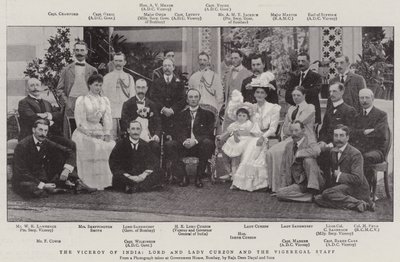 Hindistan Valisi, Lord ve Lady Curzon ve Vigeregal Staff by English Photographer